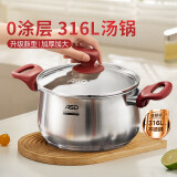 爱仕达汤奶锅316L不锈钢煮粥22CM复底汤锅燃气灶电磁炉锅通用TS22B5WG