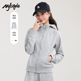 MJ STYLE收腰连帽卫衣外套女装2026年春秋新款小个子纯色修身拉链开衫上衣