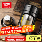 富光玻璃杯男女办公双层大容量水杯带把茶水分离泡茶杯子带茶隔