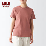 无印良品（MUJI） 女式 双罗纹编织 T恤 休闲百搭 短袖女夏季薄荷曼波风 烟熏粉色 3S XS