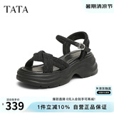 他她tata休闲厚底凉鞋女鞋法式气质凉鞋2025夏季CXT01BL5  黑色 37