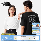 北面（The North Face）短袖T恤男女同款小熊帐篷露营宽松透气休闲半袖24春夏新款|8CST JK3/宇宙黑 2XL /185