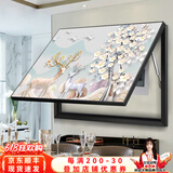 良品大师电表箱装饰画免打孔现代简约配电箱遮挡壁画客厅挂画闸盒开关墙画 花开有鹿 70*50遮挡60*40 上掀款