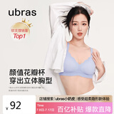 ubras花瓣杯软支撑文胸罩细肩带女士内衣女无钢圈聚拢奶盐蓝-背勾M
