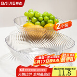 拜杰水果盘零食盘家用果盘客厅干果盘托盘糖果坚果盘透明白2只装