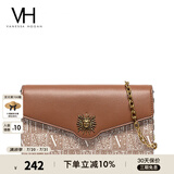 VANESSA HOGAN VH女包太阳神系列贝伦信封包轻奢斜挎包链条包纪念日礼物送女友 黄棕色