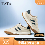 他她（TATA）男士阿甘男鞋复古德训鞋男运动休闲鞋厚底板鞋小白鞋PCB01AM3 米/蓝 38