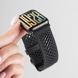 iboann适用小米手环8pro手表带链9pro版洞洞硅胶八九代手腕带男女运动红米watch5/4新款透气 黑色