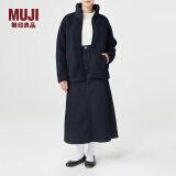 无印良品 MUJI 男女通用 羊羔绒 拉链夹克 毛绒加绒厚外套 秋冬季 深藏青色 XXXXS-XXXS