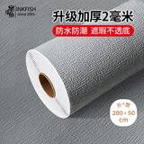 墨斗鱼墙纸自粘墙贴纸立体卧室客厅墙围软包加厚亚麻纹深灰色50*280cm
