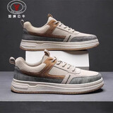 加洲公牛（CALIFBULL）休闲鞋男鞋秋冬季男士款低帮板皮鞋软底百搭运动工装鞋子男沙色40