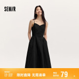 森马连衣裙女显瘦V领吊带裙年收腰裙子礼服简约长裙107424114025