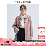 VEGA CHANG皮衣女款2025年新款春秋美式复古中长款PU皮外套 橡皮粉 M