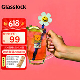 Glasslock&wigglewiggle联名水杯家用玻璃杯子卡通果汁杯赠搅拌棒410ml