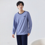 顶瓜瓜顶呱呱睡衣男士纯棉春夏圆领长袖可外穿家居服套装男浮光蓝175