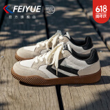 飞跃（Feiyue）德训鞋男鞋女鞋四季款复古鞋子男士运动休闲鞋情侣款经典潮流板鞋 米/黑 41 (255mm)