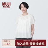 无印良品（MUJI） 女式 强捻短袖罩衫女装衬衫衬衣内搭夏季款纯棉全棉上衣BC2J8C4S 白色 XL 165/92A