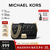 MICHAEL KORS礼物轻奢MK女包SLOAN皮质链条单肩斜挎包小号黑色/金色