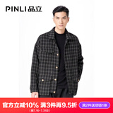 PINLI品立夹克外套男秋季新款男士时尚小香风格子男装 黑色 M 170