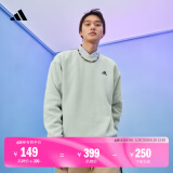 adidas情侣款休闲宽松抓绒圆领长袖卫衣套头衫男女阿迪达斯轻运动   浅绿   XS