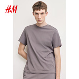 H&M男装女装T恤夏季透气圆领短袖运动上衣短袖内搭打底衫0685816 深灰色229 M 175/100