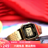 卡西欧（CASIO）手表 经典方块小金表时尚ins复古男表女表情侣表夜光电子表 LA680WGA-1D 28mm表盘