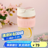 乐扣乐扣（LOCK&LOCK）咖啡杯耐热玻璃水杯子男女学生便携式双饮吸管杯随手杯500ML粉色