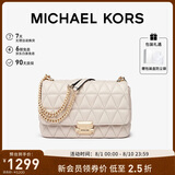 MICHAEL KORS礼物轻奢MK女包SLOAN小香风链条单肩斜挎腋下包 大号 奶白色