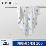 嫚熙（EMXEE）婴儿浴巾儿童宝宝纱布浴巾新生儿斗篷浴袍洗澡包巾 气球岛【110×110cm】