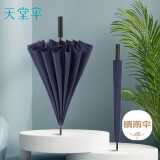 天堂 长柄加大雨伞半自动强抗风商务直杆伞晴雨伞65*16骨 深藏青