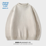 JEANSWEST LIFE真维斯针织衫男秋冬厚款保暖毛衣纯色简约风学生半高领锁温内搭潮