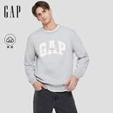 盖璞（GAP）男女装秋款字母logo抓绒圆领卫衣合身上衣美版852079 灰色 L 美码 XL亚洲码185/104A