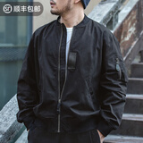 马登工装 美式空中MA1飞行员夹克军事风短款外套复古棒球服男潮春上衣 黑色 XL