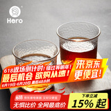 Hero日式锤纹杯透明玻璃咖啡杯耐高温茶杯防滑水杯手冲咖啡杯（单只）