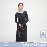 范思蓝恩秋季设计感针织T恤半身裙时尚套装女秋装新款慵懒高腰半身裙女 深灰色（半身裙） S