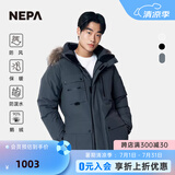 NEPA耐葩男士ALASKA羽绒服保暖毛领帽子鹅绒服男CE72023 192暗灰色 M (100) 175/92A