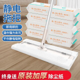 太太乐拖把静电除尘纸一次性拖地湿巾吸尘纸家用擦地墩布纸巾平板拖把 日式静电平拖【拖把+2干+2湿】