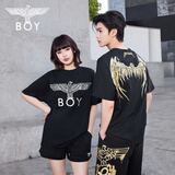 BOY LONDON【金翼锁链】夏季短袖情侣款翅膀烫金潮牌凉感T恤N01918 黑印金N01918 经典升级 M