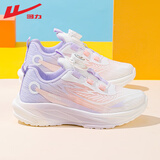 回力童鞋儿童运动鞋2025秋季新款女童旋钮透气校园老爹鞋学生休闲鞋子 紫粉色 -1642 35