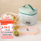 乐扣乐扣（LOCK&LOCK）耐热玻璃保鲜盒微波炉饭盒上班学生便当盒分隔餐盒配便当包两件套