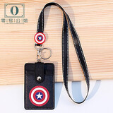 零号公馆学生卡套带挂绳挂脖卡包公交饭卡地铁公交门禁证件卡通钥匙扣 挂绳-美队【2个装】