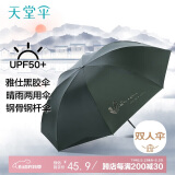 天堂 双人晴雨伞三折 防晒遮阳伞太阳伞加大抗风黑胶大伞 雨晴纽曼绿