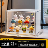 KAMAN盲盒收纳盒泡泡玛特手办展示架透明防尘大容量潮玩具模型展示柜子 新款【白色/3层】1个