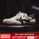 马登箭头德训鞋男春季平底板鞋美式休闲复古阿甘小白鞋网面透气运动鞋 米白色 40 男码-偏大一码