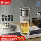 孔雀（Peacock）双层玻璃杯茶水分离杯子大容量泡茶杯便携高档透明水杯PCB-B03