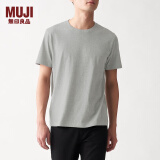 无印良品 MUJI 男式 印度棉天竺编织 圆领短袖T恤 ABA01A0S 灰色 L