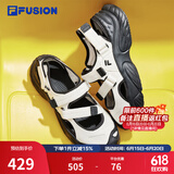 斐乐（FILA）FUSION斐乐玛丽珍凉鞋女鞋新款凉拖魔术贴海螺沙滩鞋 微白/黑-WB 36.5