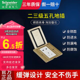 施耐德（Schneider）地插座隐藏式 开启/弹出阻尼式地面插座 全铜/铝 防水地面插座 E228开启式五孔地插金色+底盒