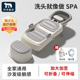 劳可里尼（NOCOLLINY）儿童洗头躺椅 孕妇宝宝洗头神器 可折叠成人家用洗头床加大 【+洗头盆】PU软垫大靠背丨灰