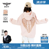 BOY LONDON【怦然心动】潮牌春连帽卫衣女士爱心刺绣时尚上衣 N04010 粉色 XL